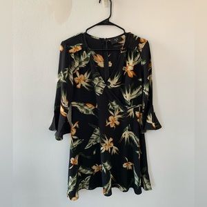 Floral Faux Wrap Dress